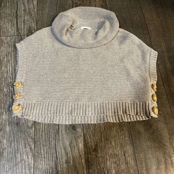 Metallic Funnel-Neck Capelet Sweater for Baby 12-18 months old navy shawl - Picture 2 of 8